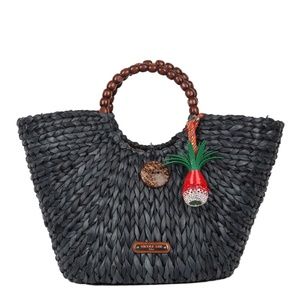Nicole Lee Top Handle Woven Straw Tote Bag